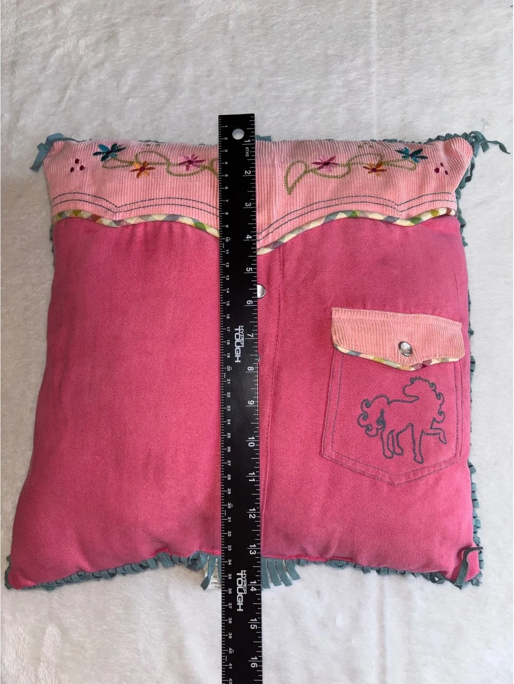 Pink Western Cowboy Shirt Decorative Pillow Horse Fringe Cowgirl Decor 14”